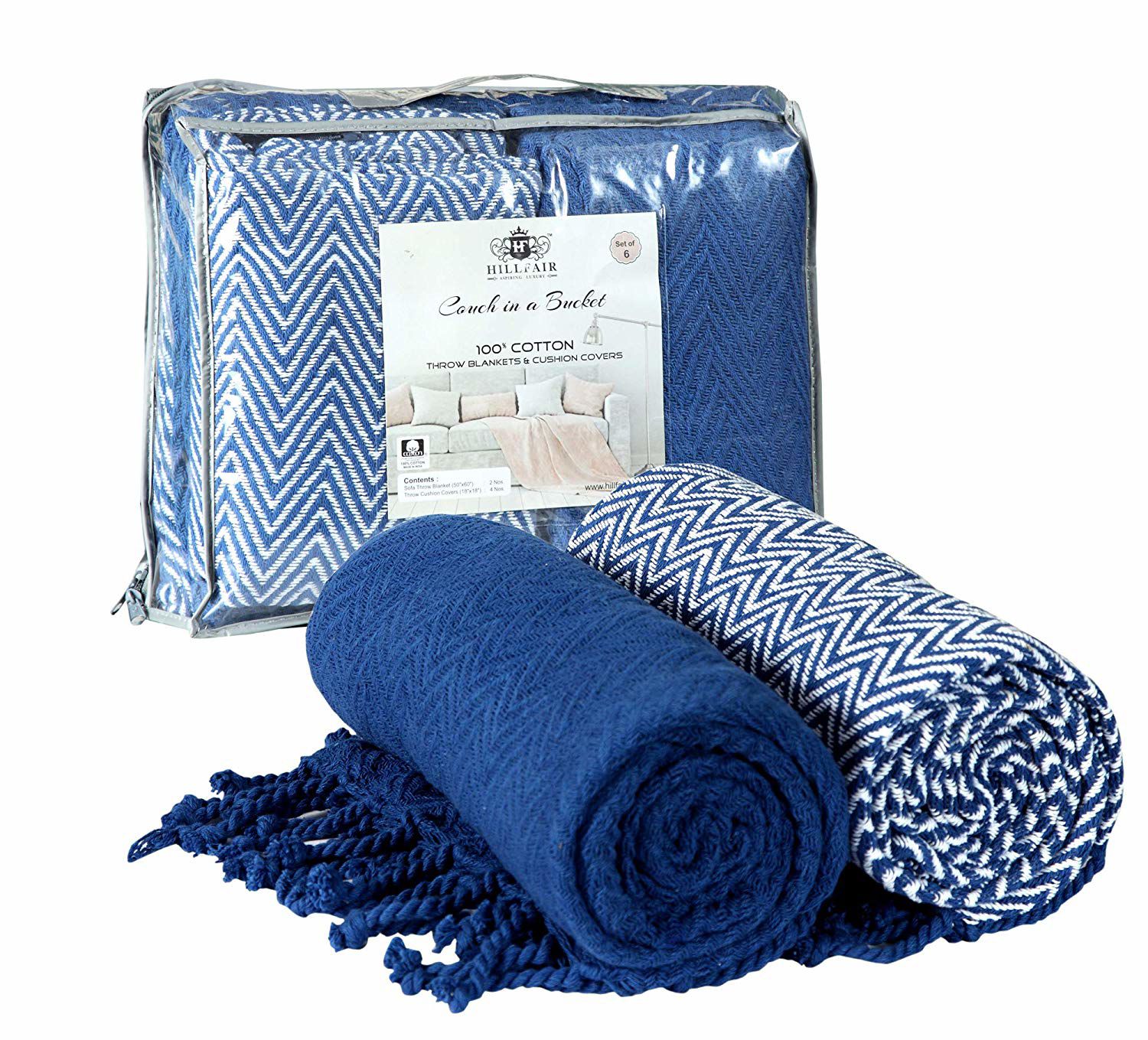 Set of two cotton throw blankets